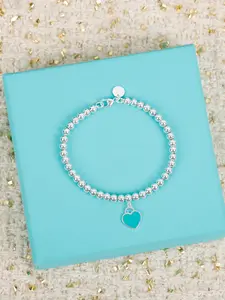 2026 Fashion Original Classic Jewelry Heart Shaped Blue Resin Enamel Sparkling High Quality Heart Charm Bracelet Women's Luxury Holiday Gift