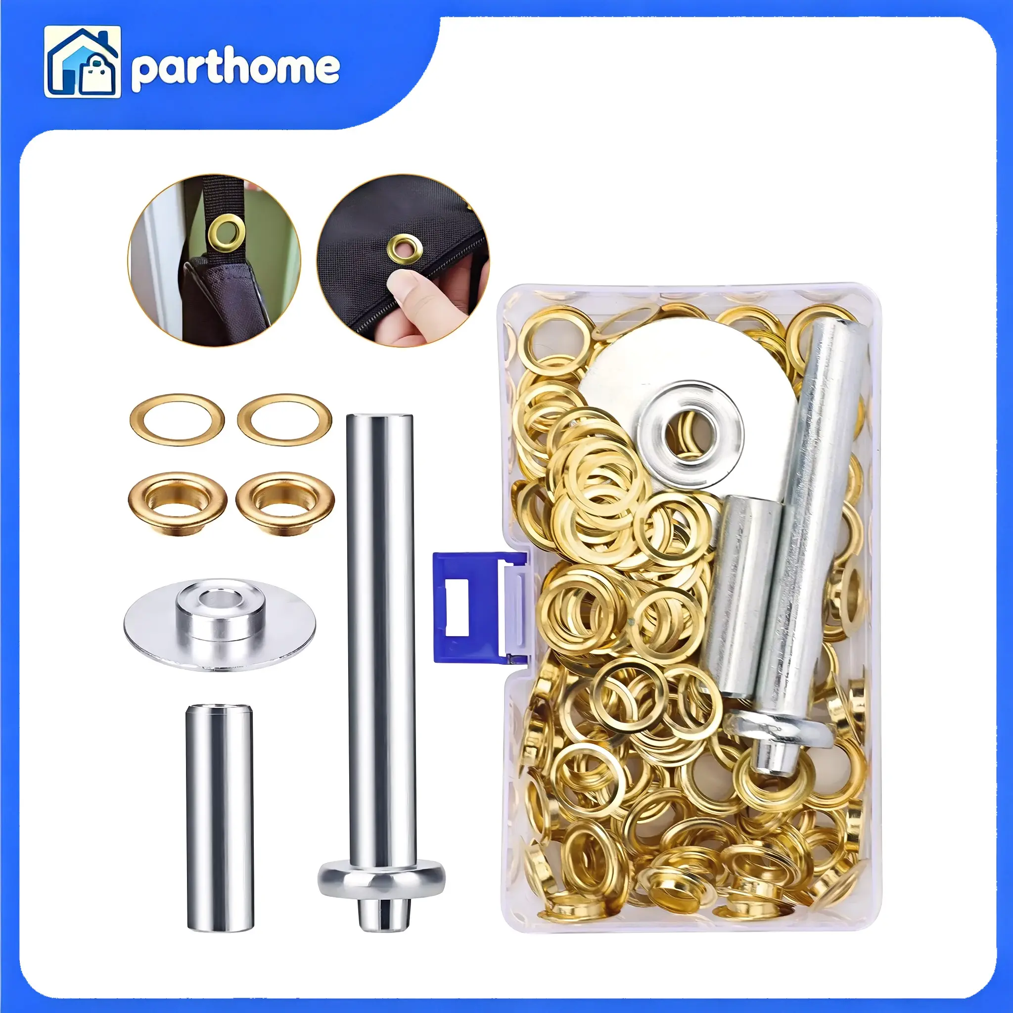 Grommet Tool Kit with 100 1/2" Brass Coated Grommets homedecor