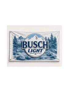 Busch Light Mountain River Tapestry, Rustic Beer Inspired Wall Hanging, Cabin Bedroom Living Room Decor, Nature Forest Banner Art Open For Sale!