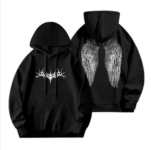 Y2K Gothic Angel Wing T-Shirt: Washed Grunge Streetwear Menswear Top Valentine's Day Valentine's Day gift  round-neck sweatshirt hooded sweatshirt festival gift Festive