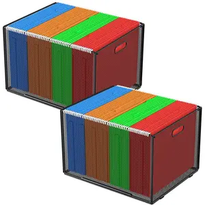 MaxGear Hanging File Organizer Box, Metal Mesh File Folder Storage Box for Letter Legal Size, Black Filing Box for Hanging File Folders, Hanging Folder Organizer for Desk, Office, School, Home, 2 Pack