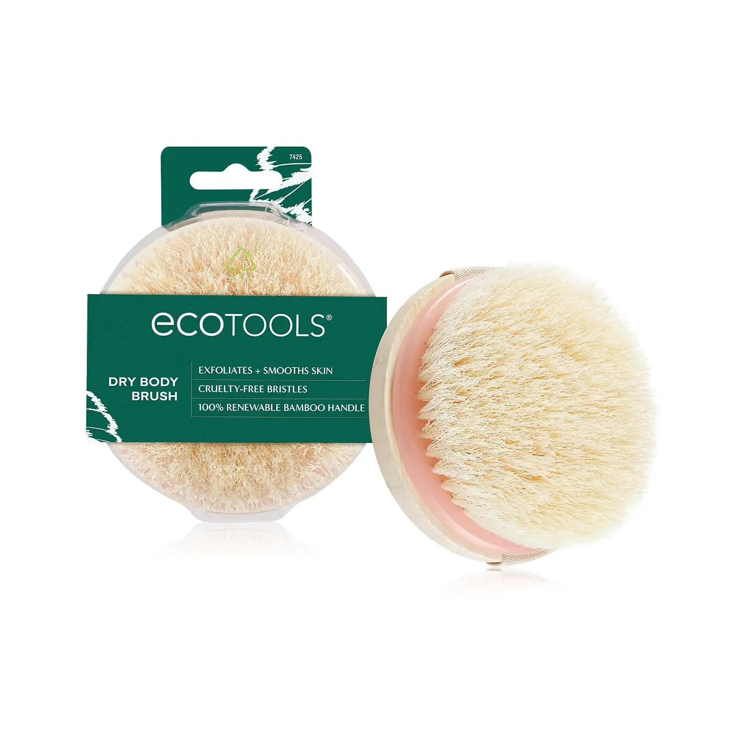 EcoTools Dry Body Brush for Dry Brushing, Smooth Skin, 1 Count Soft, glowing skin, body scrub brush, leg exfoliator, travel size, bamboo handle