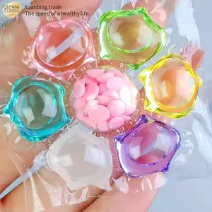 Qizhisu 20/30/60PCS 7-in-1 Laundry Scent Booster Beads PET Material High-Efficiency Dye-Free Fabric Care with Concentrated Active Ingredients Pink Pastel Cleaning Pack