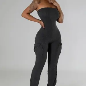 Women  Fit flair leg open back Comfortable Romper pants bodysuit Jumpsuit Sleeveless