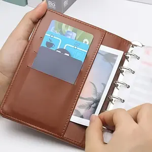 A7 Binder Wallet Cash Envelopes Budget Binder 4.7 X 5.7 Crocodile Faux Leather Cover, 6 Rings Folders for Planner Organization Monthly Budget Planner