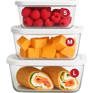 Glass Vacuum Seal Containers for  Storage, Made For Compact Vacuum Sealer, 3 count set [1x Small, 1x Medium, 1x Large] Works With Handheld Vacuum Sealer Machine