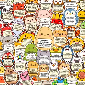 200Pcs Emotional Support Buddies Stickers, Positive Affirmation Sticker Pack, Cute Animal Vinyl for Water Bottle Laptop Computer Luggage... Inspirational Mental Health Decoration for Kids Teens