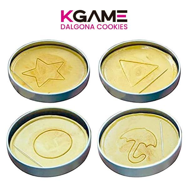 KGAME Dalgona Cookie Tin Season 1 #DalgonaChallenge - Authentic Korean Honeycomb Candy Cookies with Umbrella & Mystery Shape - Reusable Metal Tin for Gifting & Collecting - Perfect for TikTok Challenges Easter & Spring Special