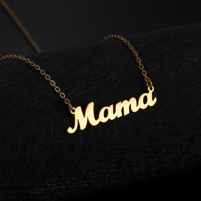 COOLTIME Mama Letters Pendant Necklace for Mom Stainless Steel Charm Clavicle Chain Choker Mother'S Day Jewelry Birthday Gift cooltime