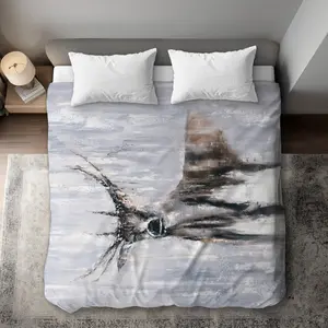 360 stand Winter Abstract Deer King Size Duvet Cover - King Size Bed Bedding, Microfiber Face, Soft Fabric, Begin Home Decor, Snow Themed Livingroom Textile Soft Furnishing