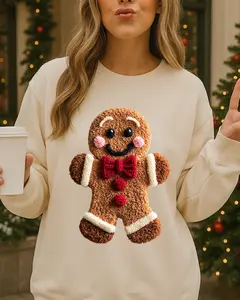 Faux Ginger Bread Man Sweatshirt, Trendy Gift For Christmas Sweatshirt