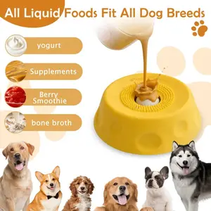 #Summervibes 3-in-1 Suction Slow Feeder Dog Bowl, No-Spill Licking Mat with Built-in Treat Ball Interactive Anti-Slip Dog Bowl for Yogurt, Peanut Butter & Liquid Treats   250ml No Mess Dog Lick Bowl with Roller Ball| 8 Suction Cups Liquid Slow Feeder