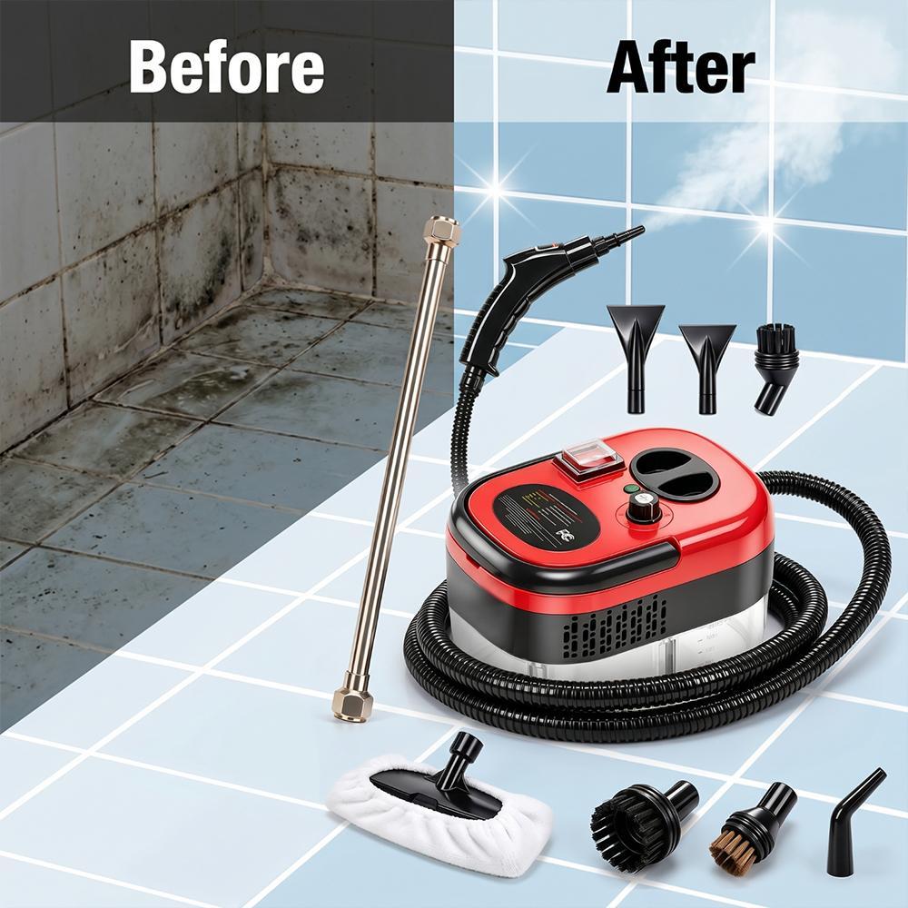 【BackToSchool】 Handheld Steam Cleaner - 2500W Power, 3BAR High-Temperature Pressurized, ABS Plastic Compact Form, Multi-Purpose Deep Clean Tool with Multiple Brush Heads for Grease/Dirt Removal, Ideal for Kitchen/Bathroom, Home Users