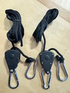 1/8'' Heavy-Duty Adjustable Rope Hanger (10 Pairs) – Reinforced Metal Gears, Loose-Proof Design, 150 lbs Capacity for Grow Light Fixtures