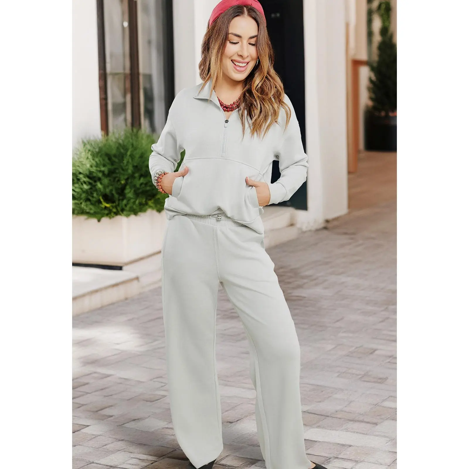 Drawstring Ribbed Scuba Pants