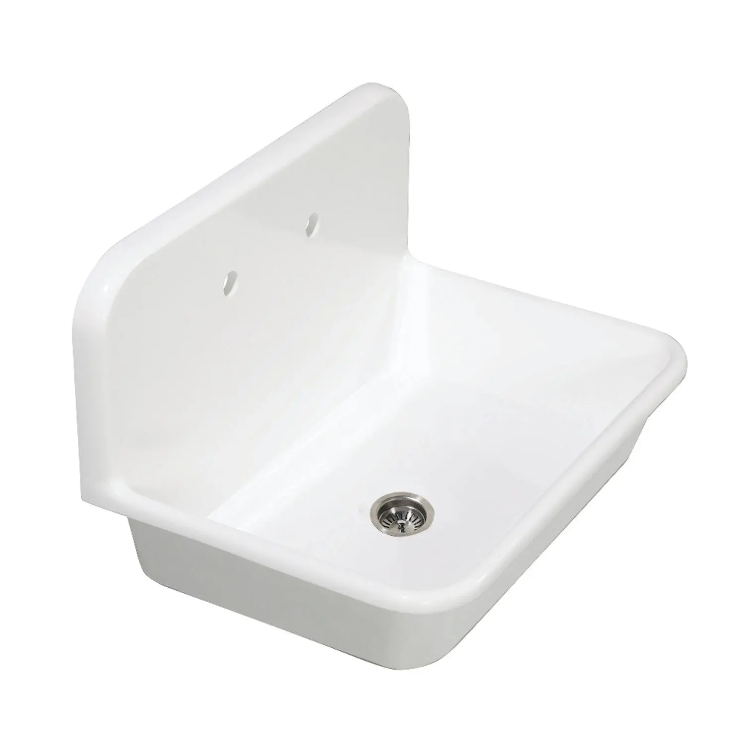 KINGSTON Brass Gourmetier 30" Solid Surface Kitchen Sink with Backsplash - Matte White