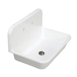 KINGSTON Brass Gourmetier 30" Solid Surface Kitchen Sink with Backsplash - Matte White