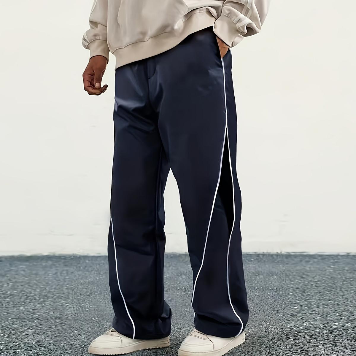 Men's Street Style Jogger Pants - Lightweight polyester fiber joggers, quick-drying loose high street overalls, suitable for street dancing, suitable for daily wear, part of the streetwear collection | Waistband design | Gloss surface treatment