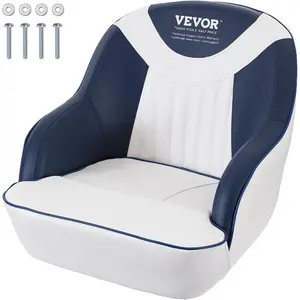 VEVOR Captain Bucket Seat, 1-Pack Boat Captain Chair with Thickened Sponge Padding Curved Armrest, Pontoon Boat Seat for Fishing Boat, Sightseeing Boat, Speedboat, CanoeVEVOR Super Brand Day