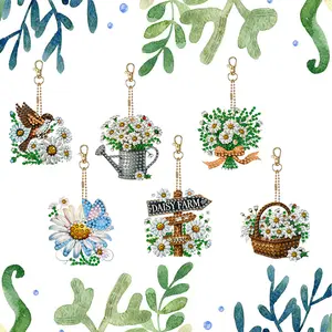 6Pcs DIY Special Shape Diamond Art Painting Keychain Kit Double-Sided Diamond Keychains Crystal Rhinestone Diamond Mosaic Key Chain Unique Handmade Gift