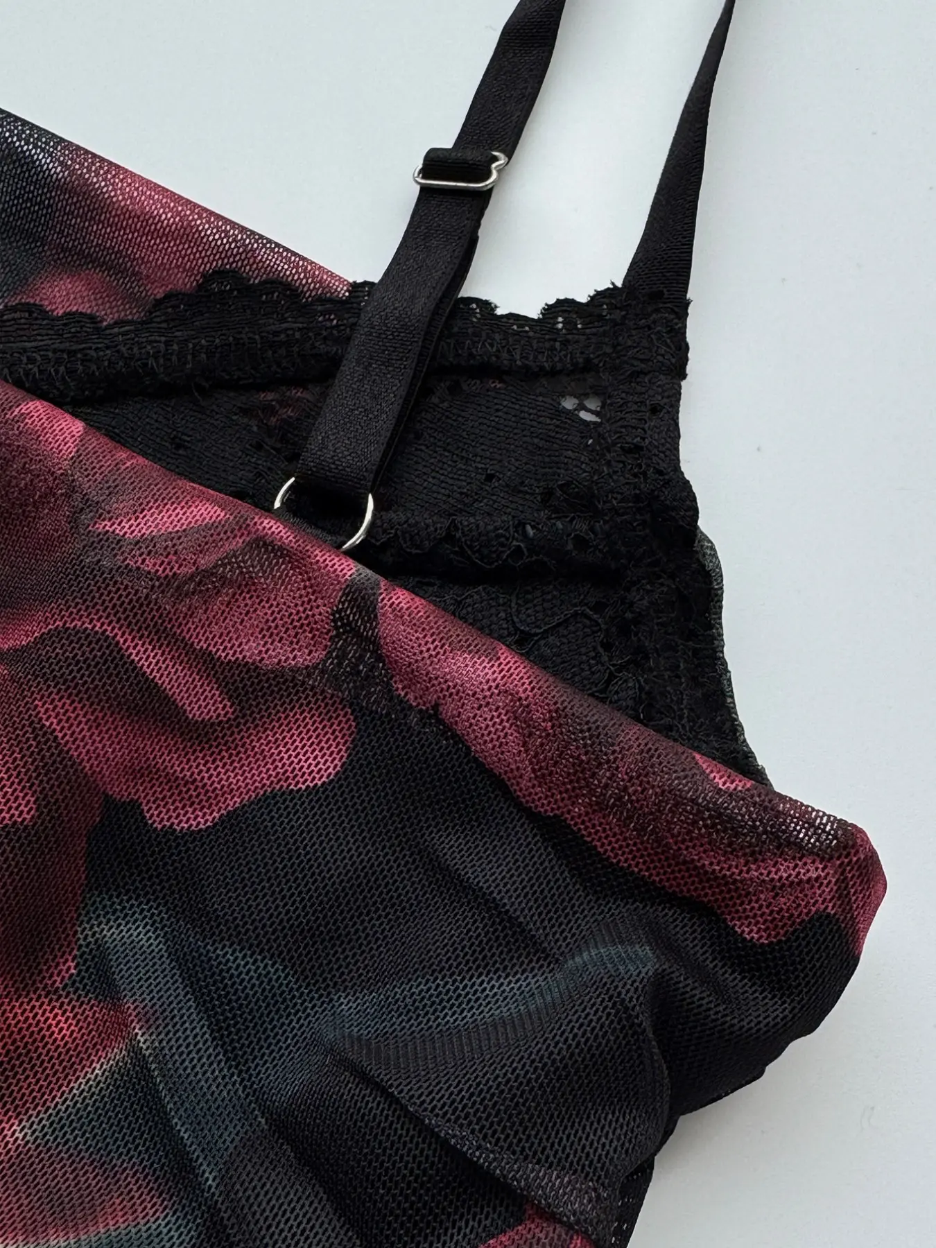 Rose Floral Print Lace Trim Cami Top Sleeveless Sexy Slim Fit 