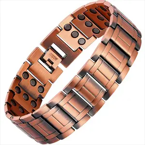 Wollet Copper Bracelet for Men 3X Magnetic Bracelets 99.99% Pure Copper Wristband