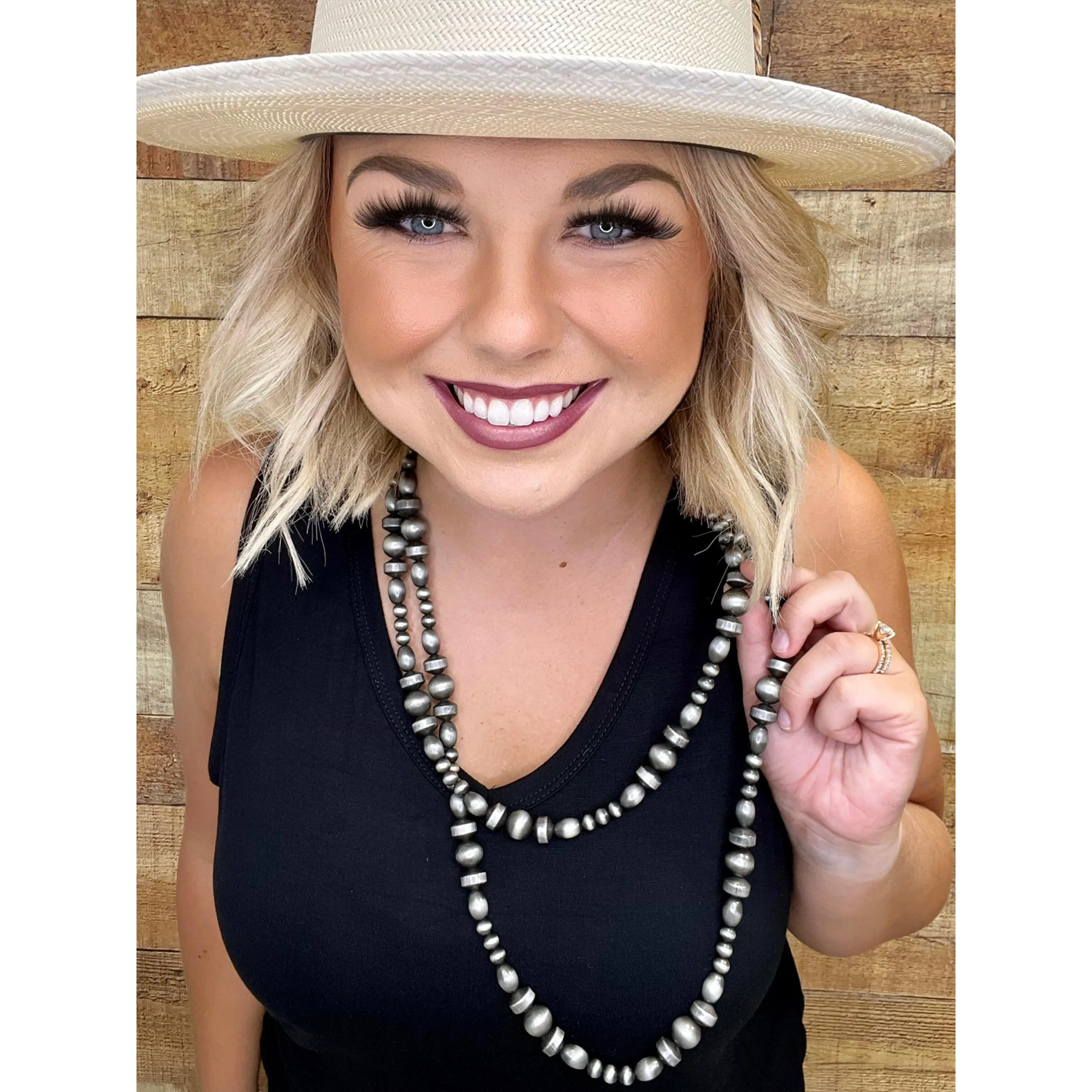 Amarillo Long Faux Navajo Pearl Necklace