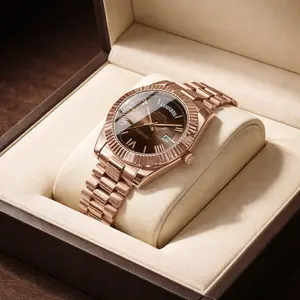 Men’s business fashion quartz watch with an analog display and a stainless steel strap, featuring calendar and water-resistant functions—ideal for parties and everyday wear; stylish and exquisite, suitable as a birthday gift, comes with a beautifully desi