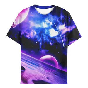 Unisex 3D Printed Galaxy Space T-Shirt with Planets, Stars & Heart Nebula – Casual Daily, Party, Cosmic Theme Outfit for Men & Women