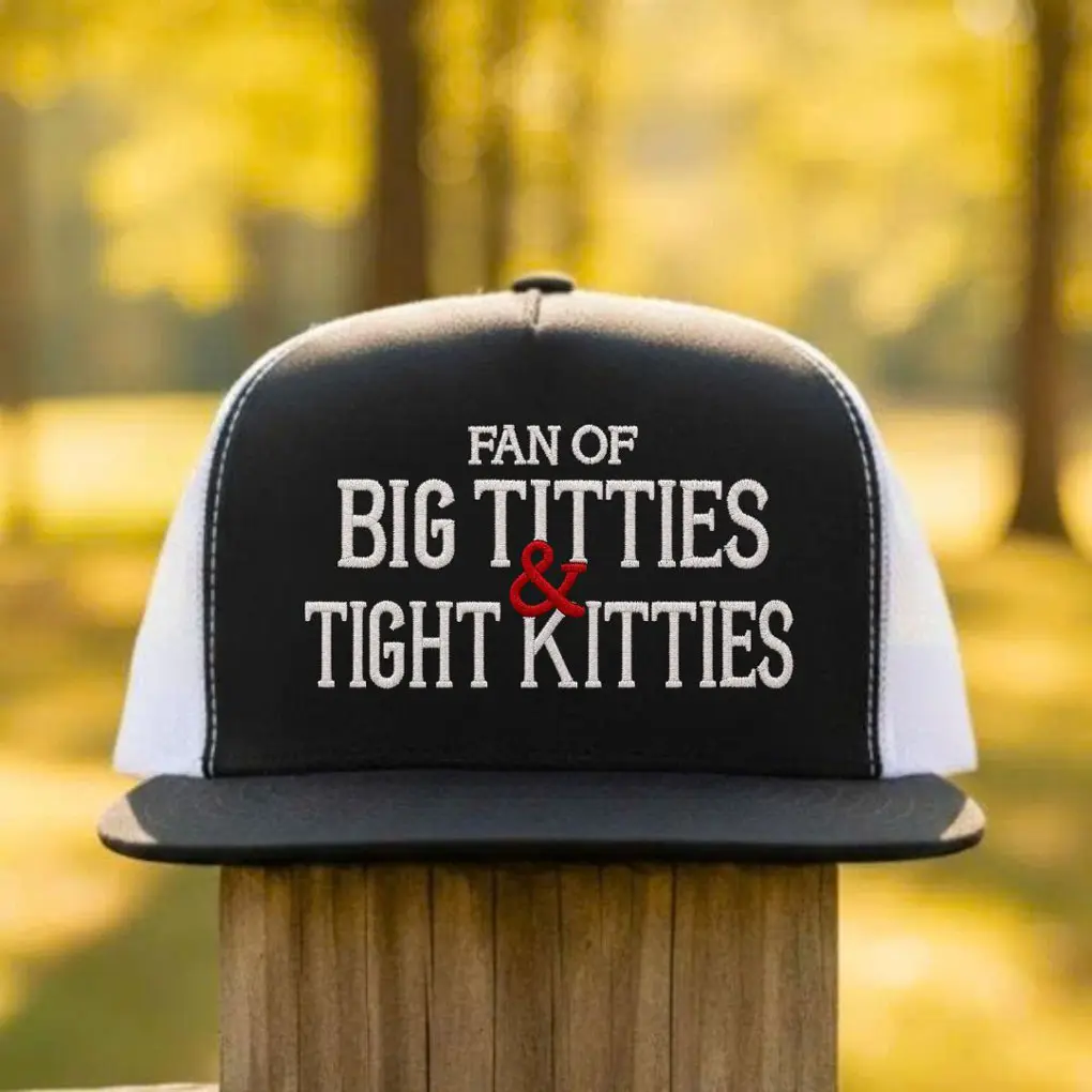 Funny Big Titties Tight Kitties Trucker Hat – Unisex Cotton Polyester Snapback Cap, Funny Graphic Hat for Men & Women