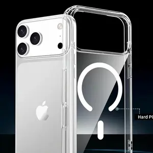 Magesafe Magnetic Transparent Wireless Charge Case For iPhone 11 12 13 14 15 16 17 Air Pro Max Plus Mini Shockproof PC Cover