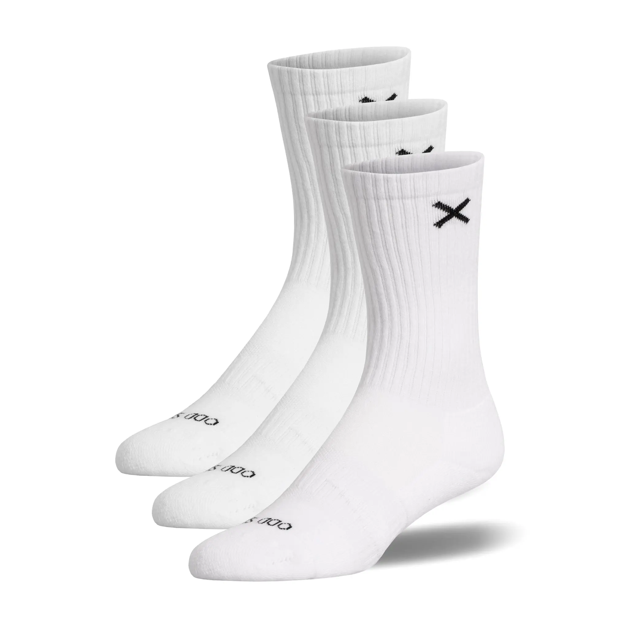 Basix Everyday Crew Socks - 3-Pack Black White