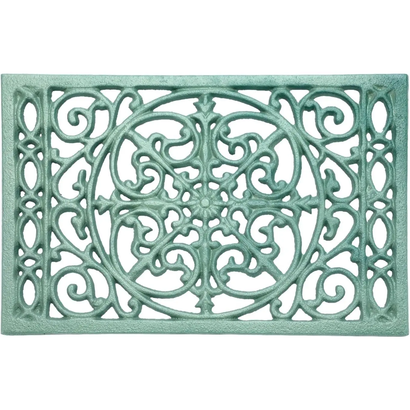 Cast Iron Trivet,9.6 x 6.3 Inch Metal Trivet with Rubber Feets,Heat Resistant Iron Trivet for Hot Dish Pot Pan Plate Teapot,Rustic Trivet Cast Iron for Kitchen Cooktop Dining Table, Green