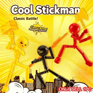 Cool Matchstick Man Multi-Jointed Action Figure, Cool Walking Fighting Soldier Toy Building Block Model, Includes Weapon Bag, Articulating Figures