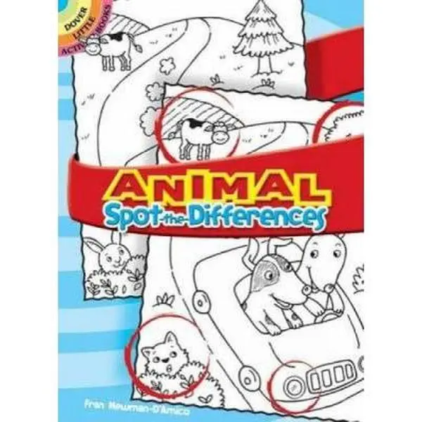Used Paperback Book - Animal Spot-The-Differences by Fran Newman-D'Amico (English, 27 Spot Puzzles, 0.11 lbs, Animal Scenes, Children-Focused, Entertains for Hours, On-the-Go) - Educational School & Office Stationery Supply