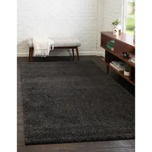 Charcoal Solid Frieze Rug