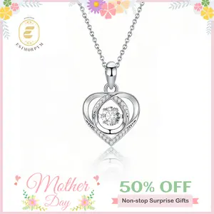 Moissanite Radiant Heart Pendant Necklace Valentine's Day Wedding Engagement Anniversary Romantic Elegant Gift Daily Wear mothersdaygift