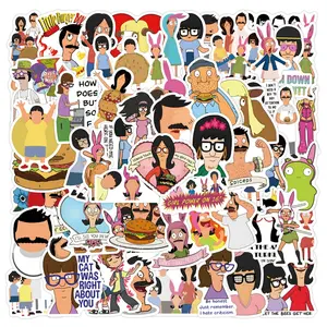 57pcs Set Fun Burger Stickers, Perfect for Phones Luggage Notebooks Walls, Cartoon Character Decals, Ideal Gift for Kids