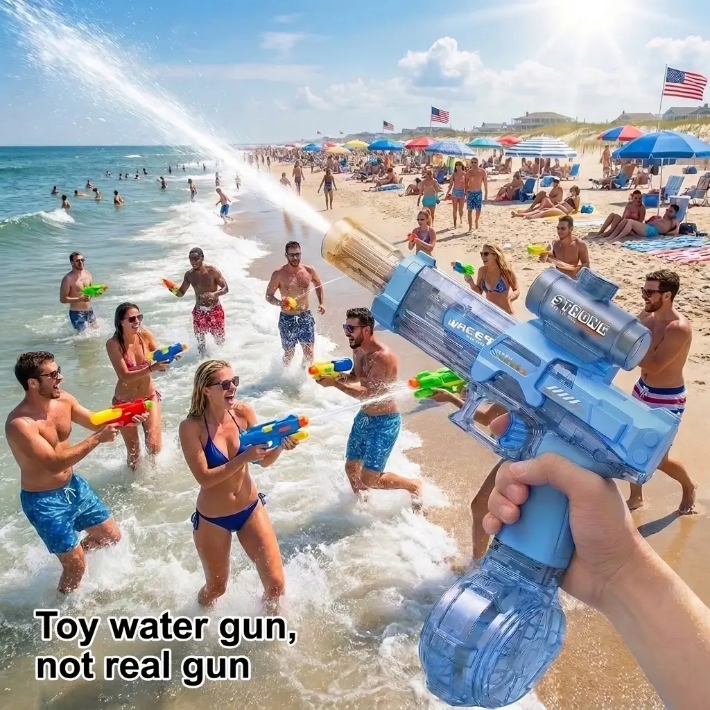 Automatic Electric Water Gun for Adults & Kids, Rechargeable Water Blaster with Glowing Muzzle, Outdoor Summer Water Toy for Pool & Party