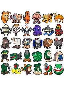 30pcs Italian Brainrot Funny Animal Shoe Charms Cartoon Shoes Accessories Decoration Buckle for Clog Sandal Wristband