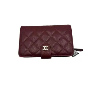Pre-owned CHANEL H5 red caviar button short wallet H19090