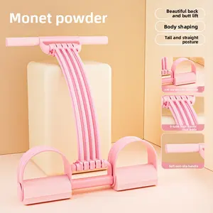 Women Adjustable Fitness Pull Rope with Pedal, 8-Strand Elastic Band, Home Exercise Equipment