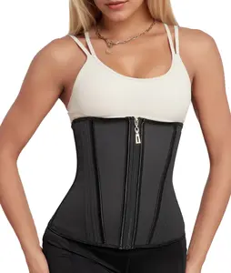 Latex Waist Trainer for Women Sport Corset Shapewear with Zipper Fajas
