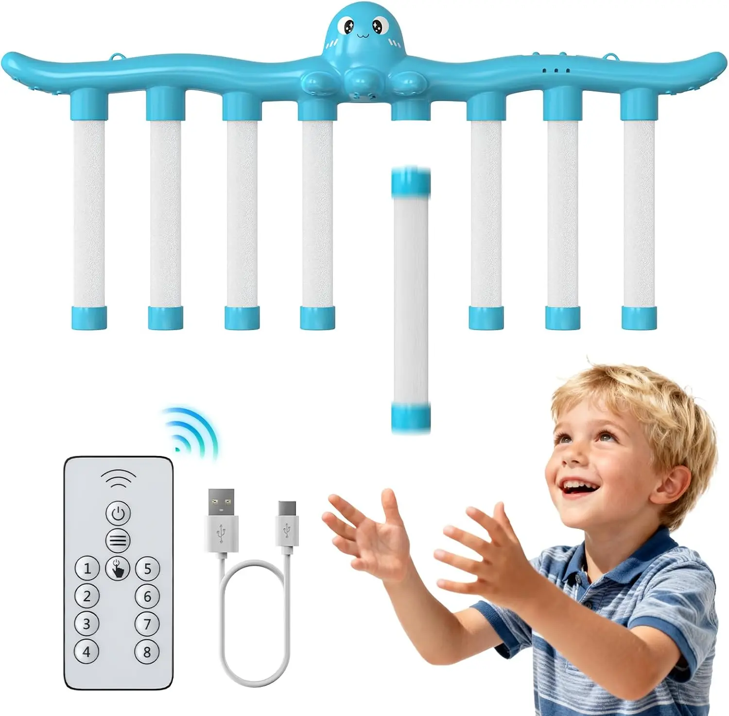 Lightweight Remote-Controlled Safety Soft Drop Sticks Floor Game - Electronic Party Game with 3 Adjustable Speed Modes, Reflex Training & Concentration, Hand-Eye Coordination Toy for Kids