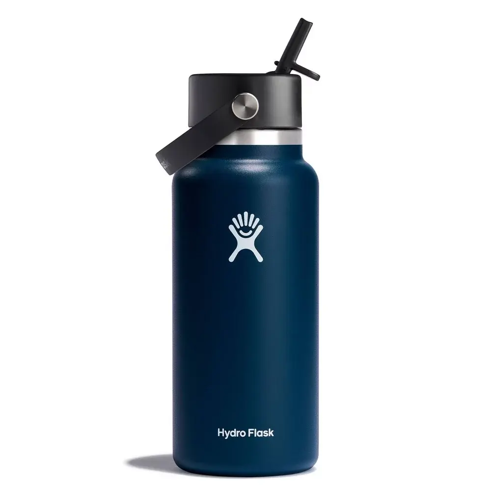 Hydro Flask 32 fl oz Wide Mouth Flex Straw Bottle - Indigo: Vacuum-Insulated BPA-Free