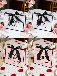 Elegant Bow Ramadan Gift Bag, Islamic Moon Star Pattern Handbag, Storage Bag, Gift Packaging, Lightweight Durable, Handheld Convenience, Suitable for Various Occasions