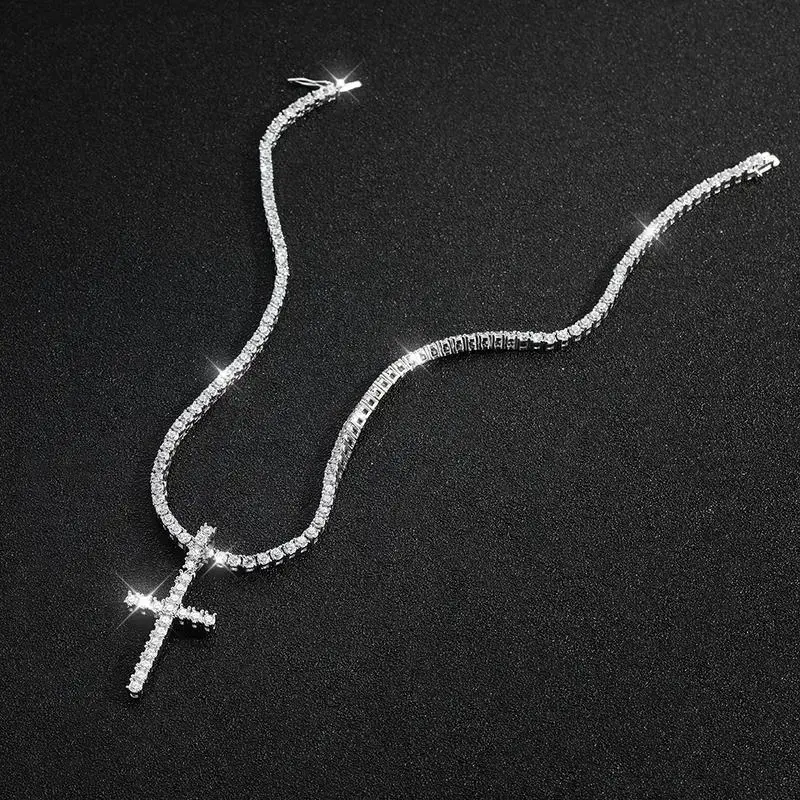 Full Moissanite Tennis Necklace with Pendant r Plated 18k Chain for Man Sparkling HipHop Party Jewely Full Moissanite Tennis Necklace with Pendant r Plated 18k Chain for Man Sparkling HipHop Party Jewely