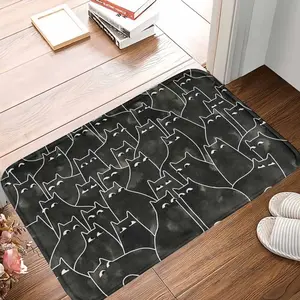 Black Cat Pattern Floor Mat Artistic Feline Print Non Slip Soft Surface Machine Washable Perfect for Living Room Bedroom Office Coffee Shop Pet Area Housewarming Gift