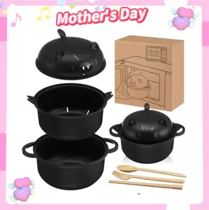 Ramen Noodle Bowl, 1330ml 45oz Pig Microwavable Ramen Cooker with Strainer Lid Spoon Fork Chopsticks for College Dorm Office