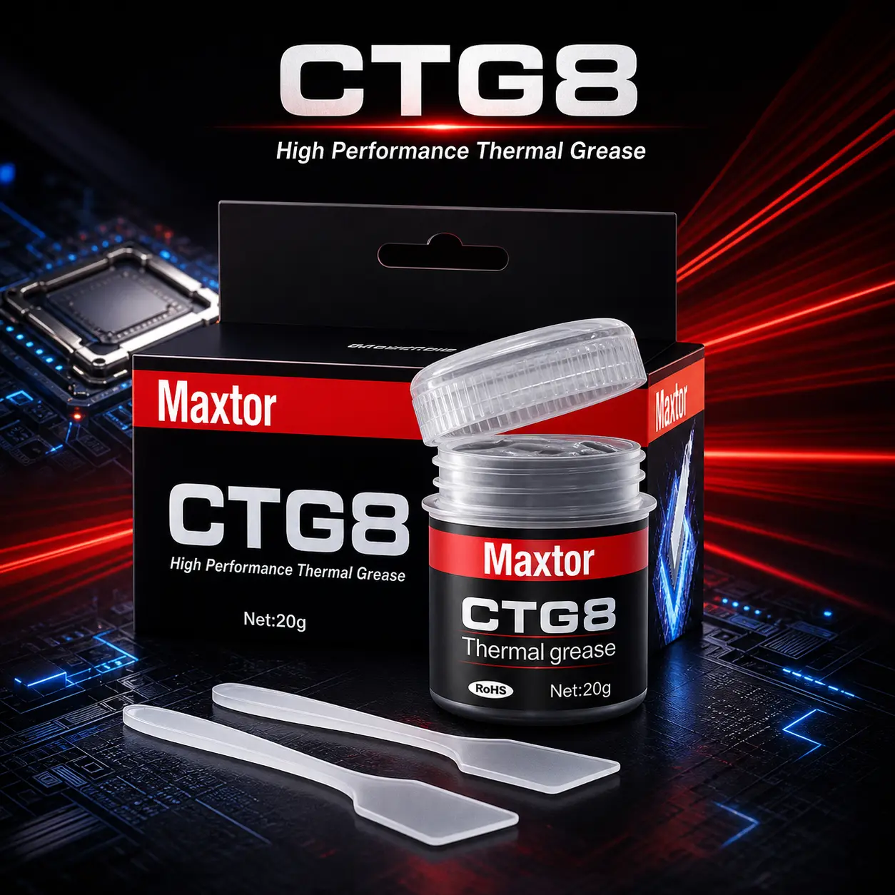 Maxtor CTG8EL Thermal Paste (Thermal Grease) for CPU, GPU, 20G High-Performance Cooling Compound, 12.8W/mK for PS5, Gaming PC